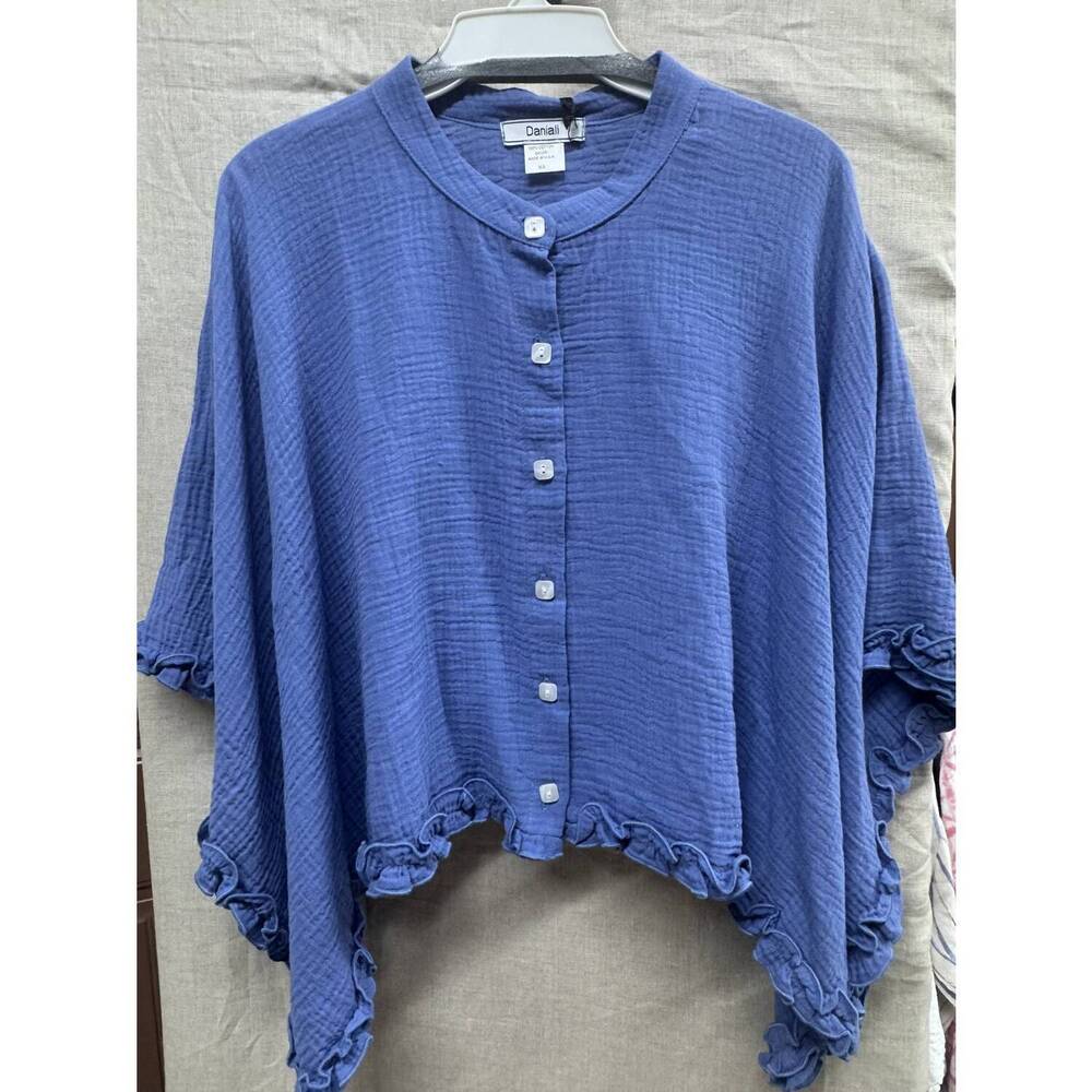 NEW DANIALI women's bell gauze top in periwinkle
